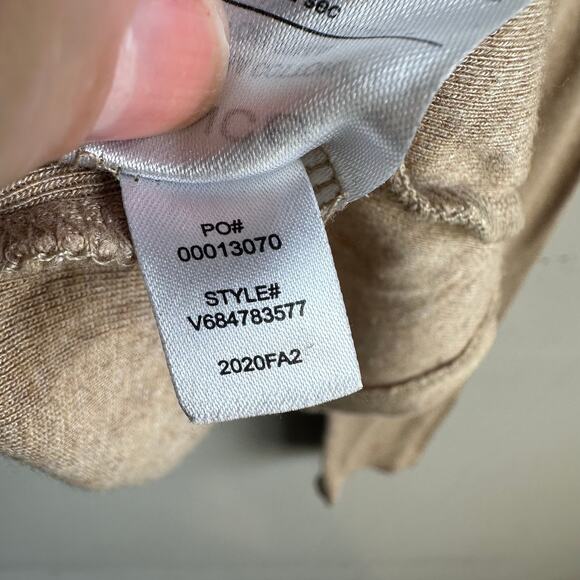 Vince Long Sleeve Drop Shoulder Pullover Knit Blouse Camel Tank L - Picture 7 of 9